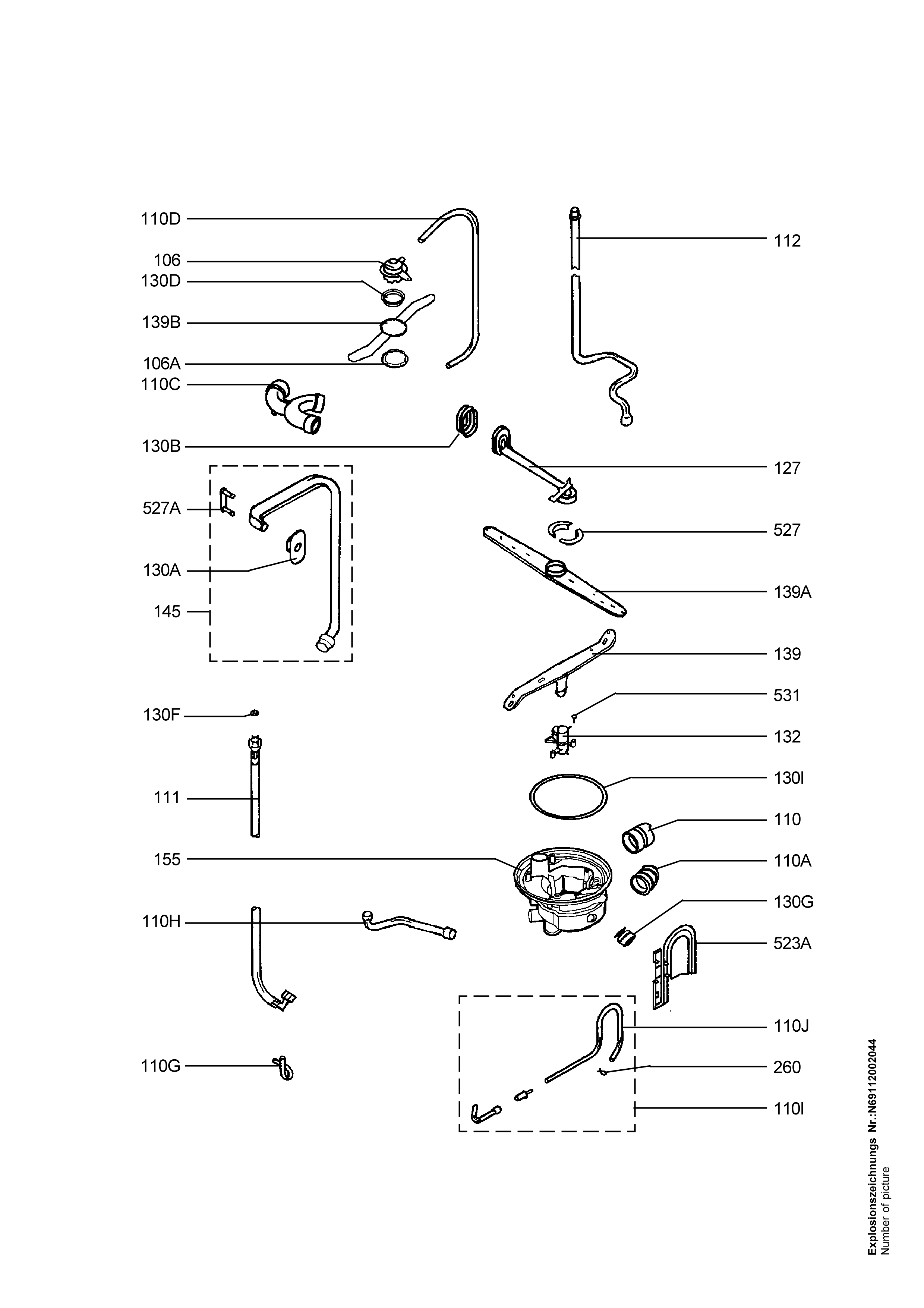 Explosionszeichnung AEG 91123500300 ESI 6260 SW
