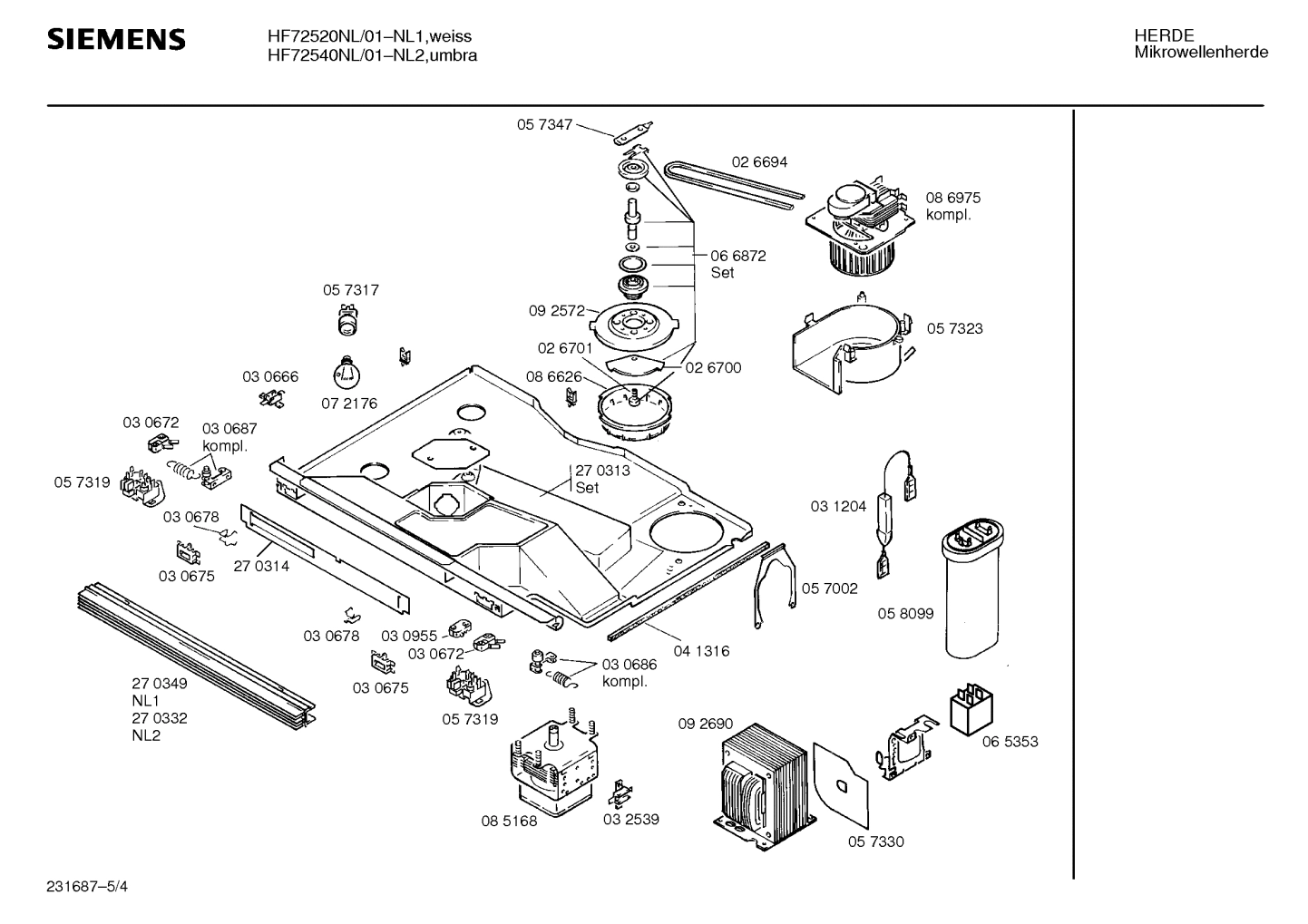 Explosionszeichnung Siemens HF72520NL/01