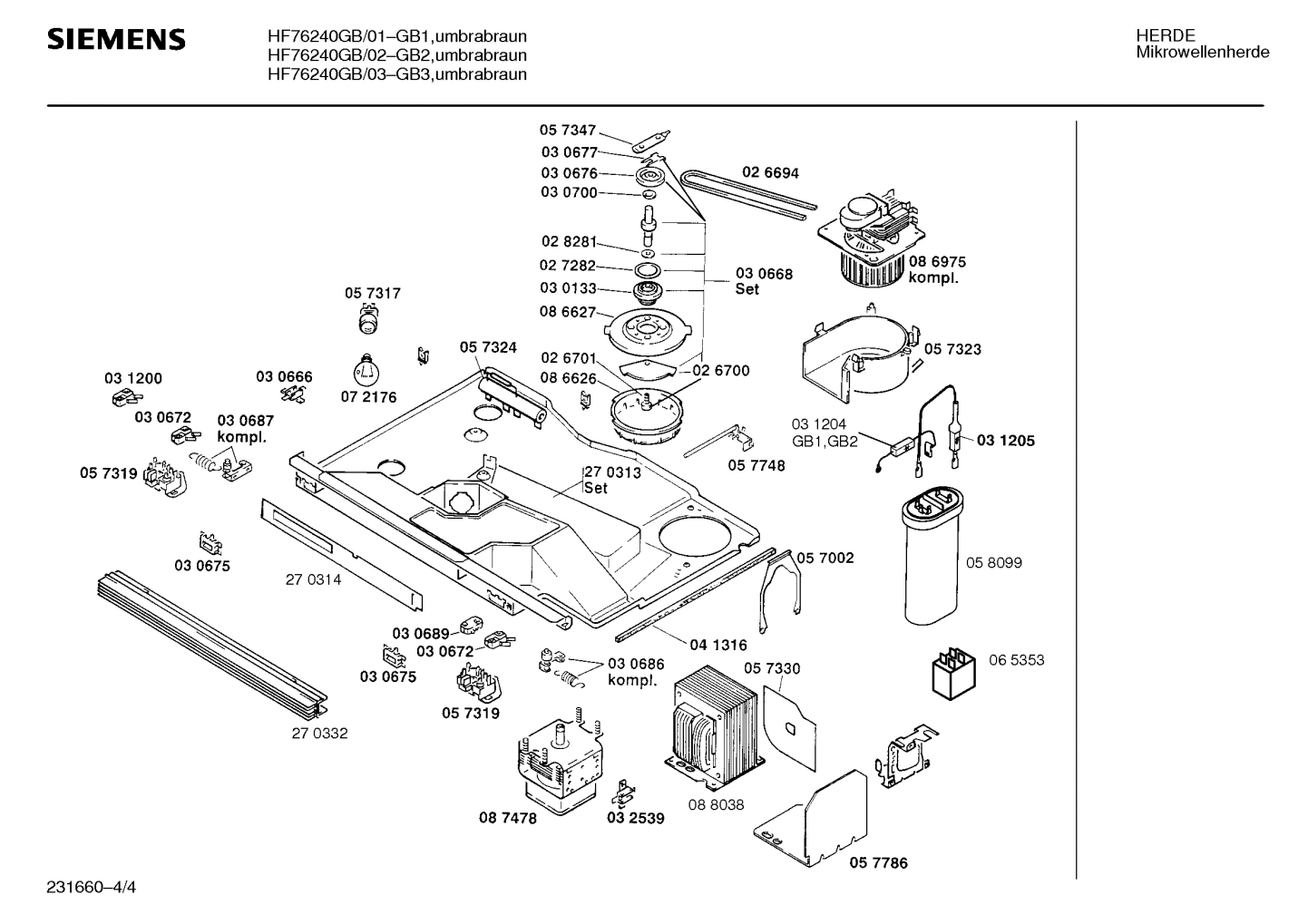 Explosionszeichnung Siemens HF76240GB/03
