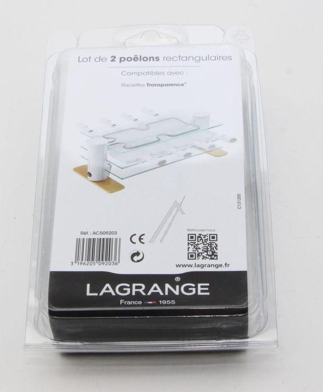 Lagrange AC509203 Raclettepfanne - Lot de 2 poêlons raclette rectangulaires céramiques manche blanc