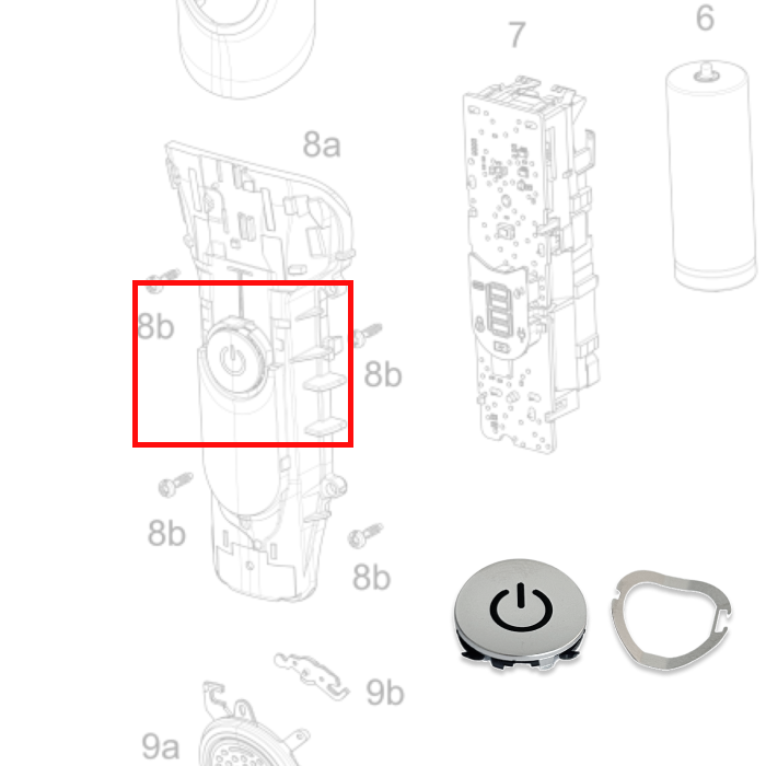 Braun 80729804 Knopf Taste - Power button and spring s9