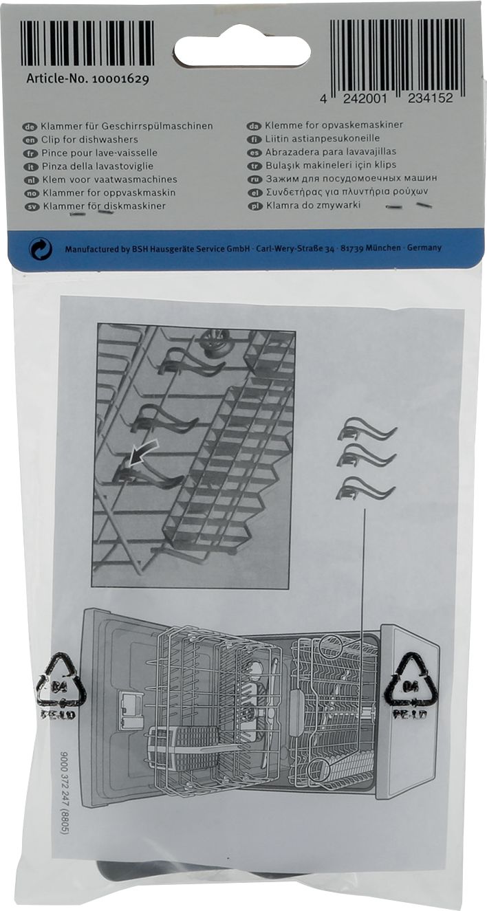 BSH Bosch Siemens 10001629 Klammer - Kleinteilehalter, 3 stück