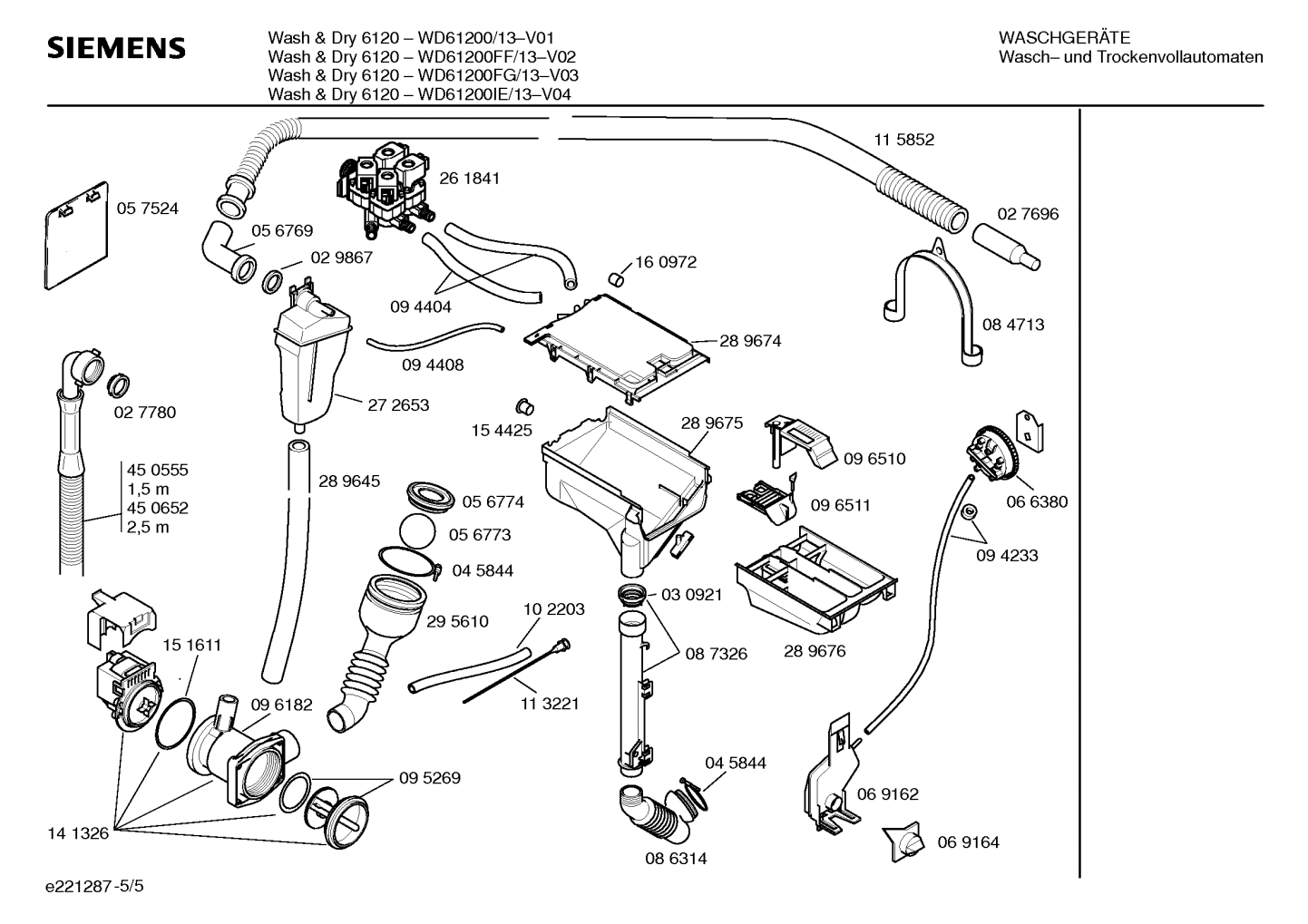 Explosionszeichnung Siemens WD61200FF/13 Wash+Dry6120