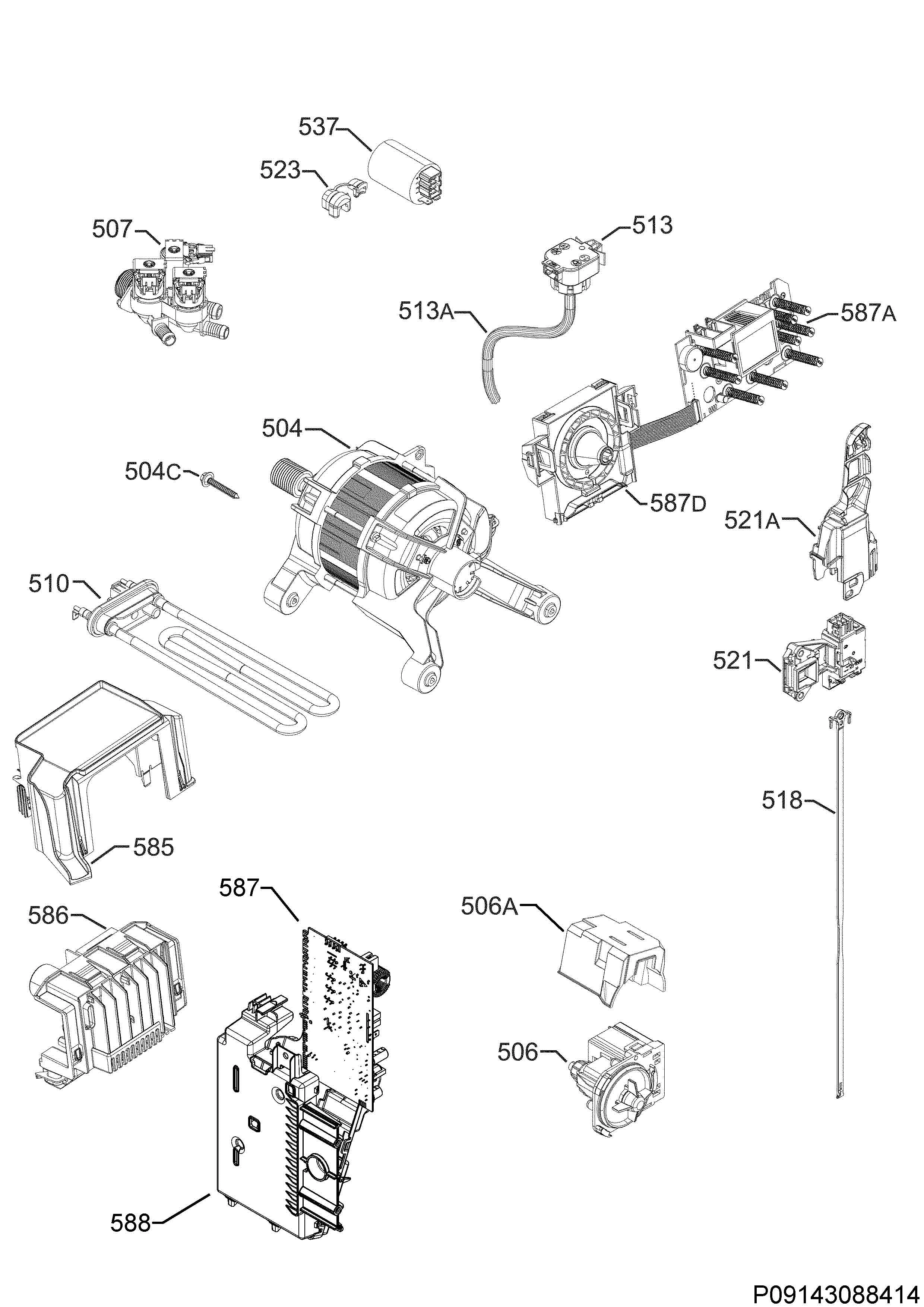 Explosionszeichnung Zanussi 91460455900 ZWD96SB4PW