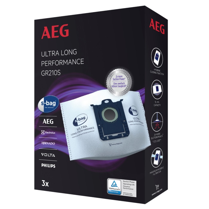 AEG Electrolux 9001684779 Staubsaugerbeutel - Gr210s 3 s-bag ultra long performance, 5 ltr xxl-staubbeutel