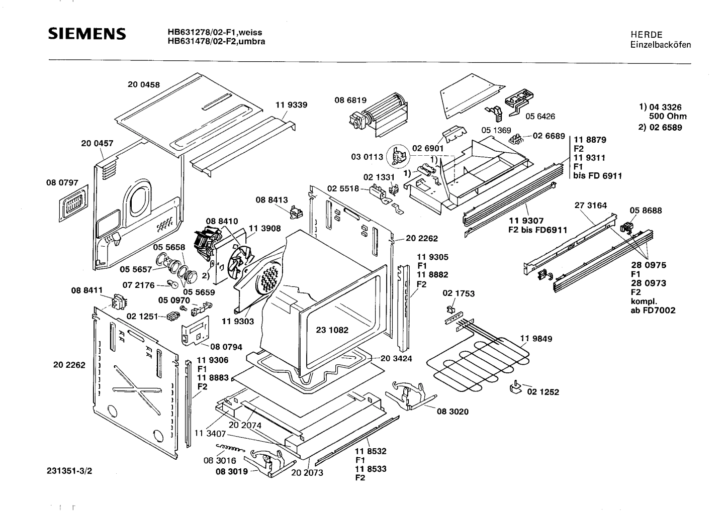 Explosionszeichnung Siemens HB631278/02