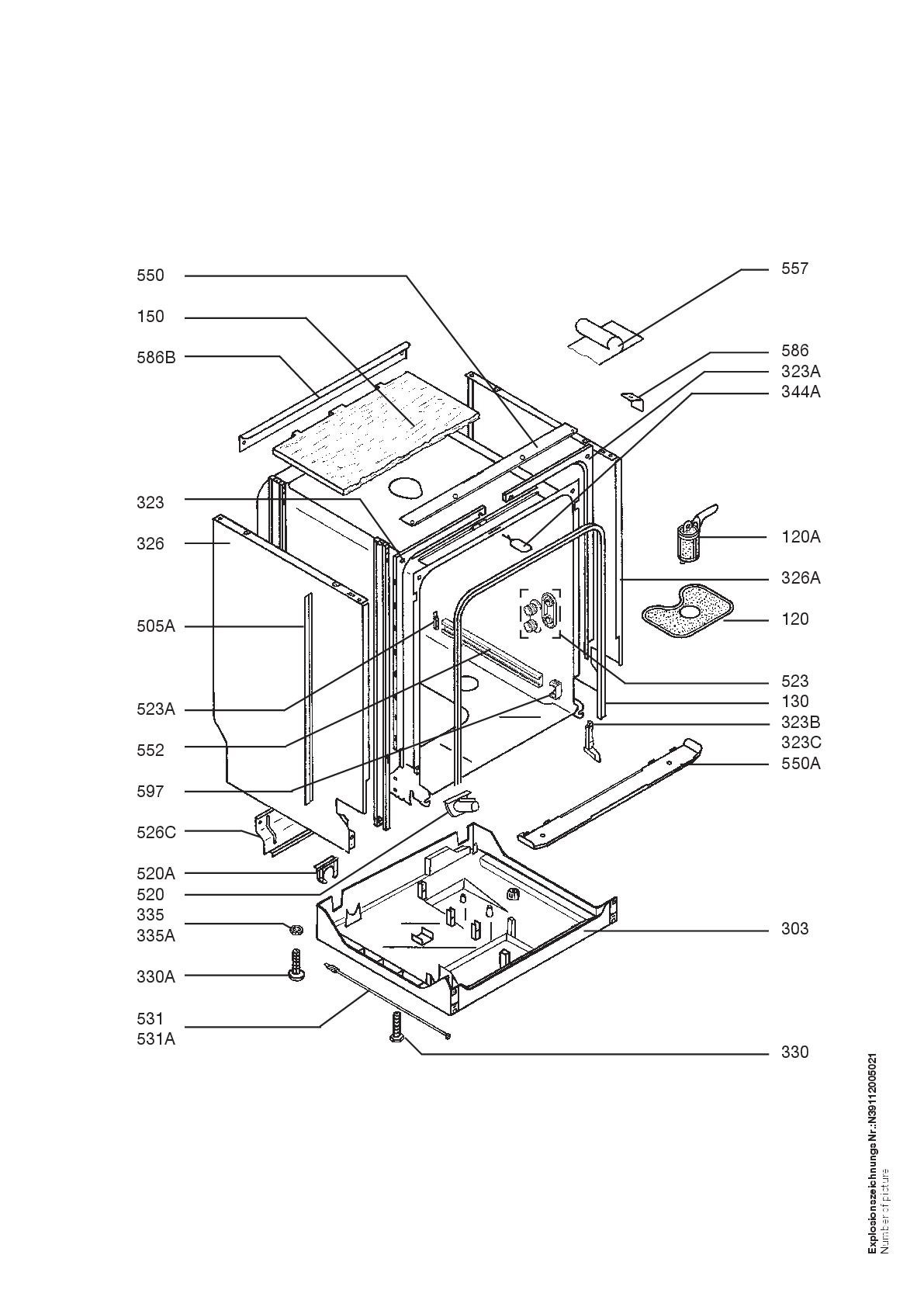 Explosionszeichnung AEG 91123500402 ESI 6236 CN