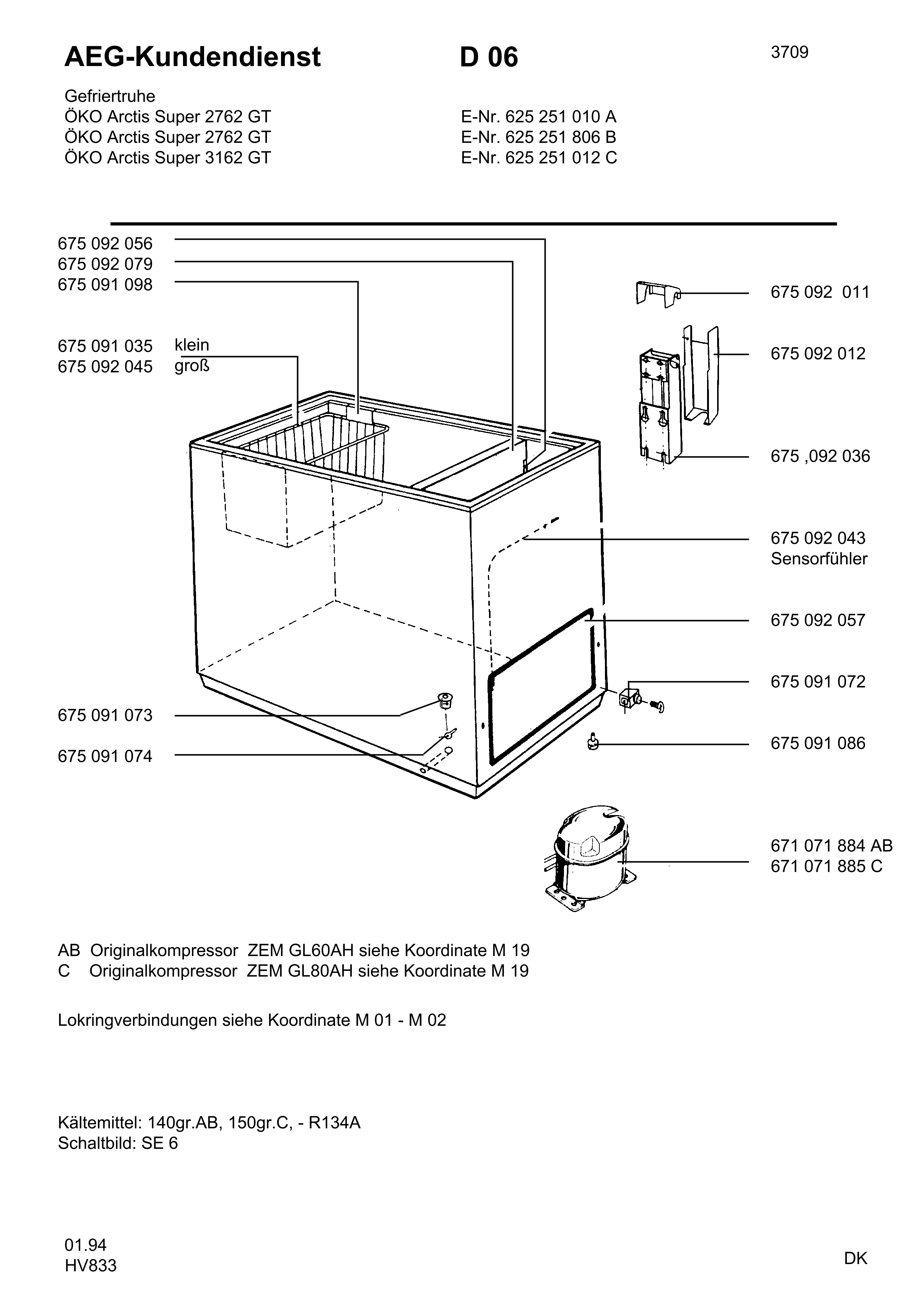 Explosionszeichnung AEG 62525180600 ARC2762GT