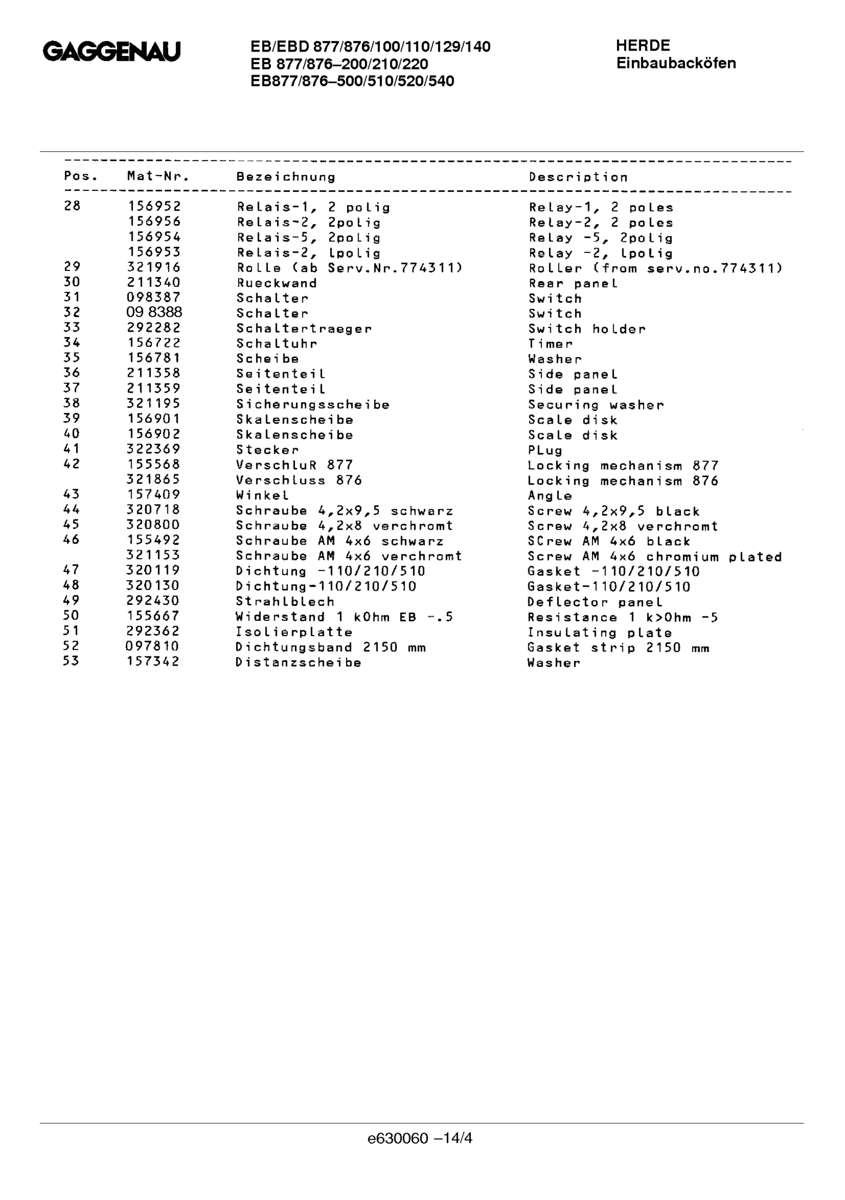 Explosionszeichnung Gaggenau EB876210(00)