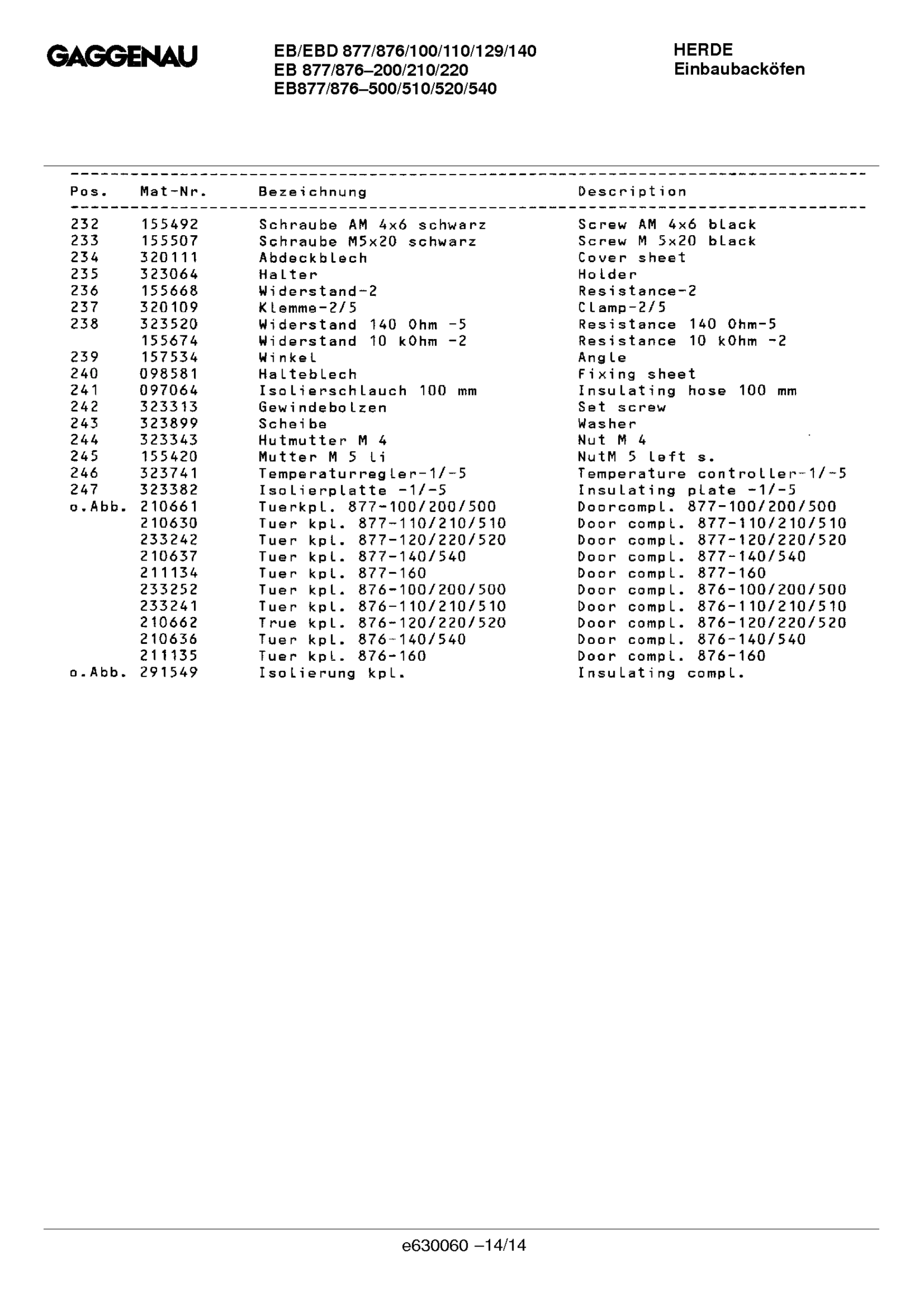 Explosionszeichnung Gaggenau EB876210(00)