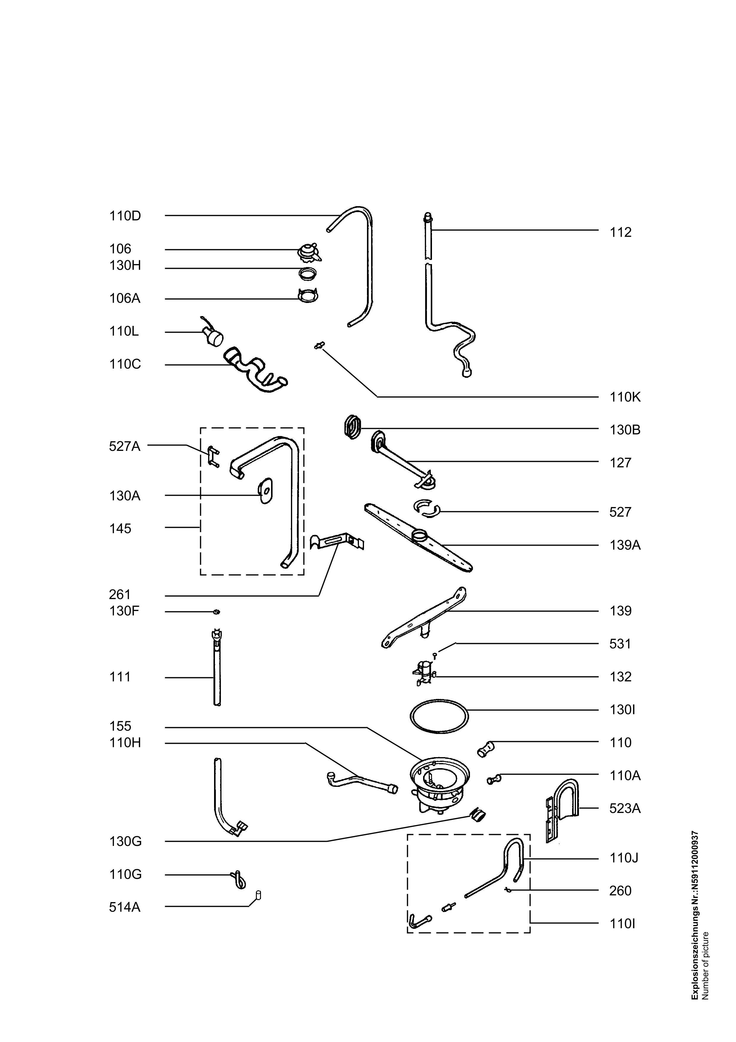 Explosionszeichnung AEG 91123227501 FAV5070 W