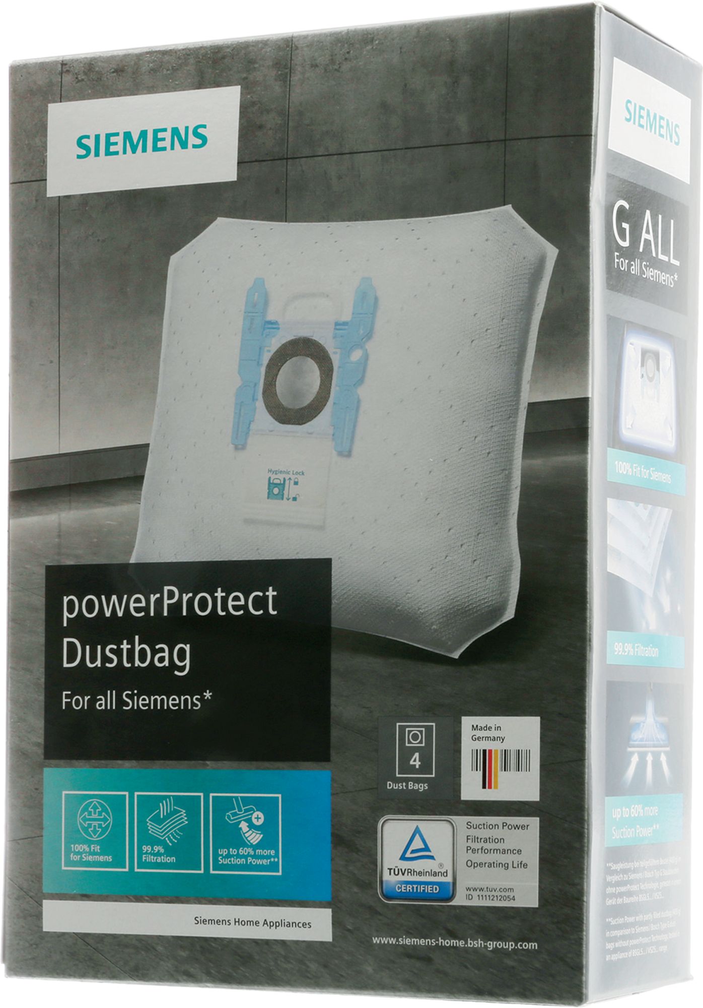 Bosch Siemens Staubsaugerbeutel 4 Stk 17003049 Power Protect Typ G Ersatzteil