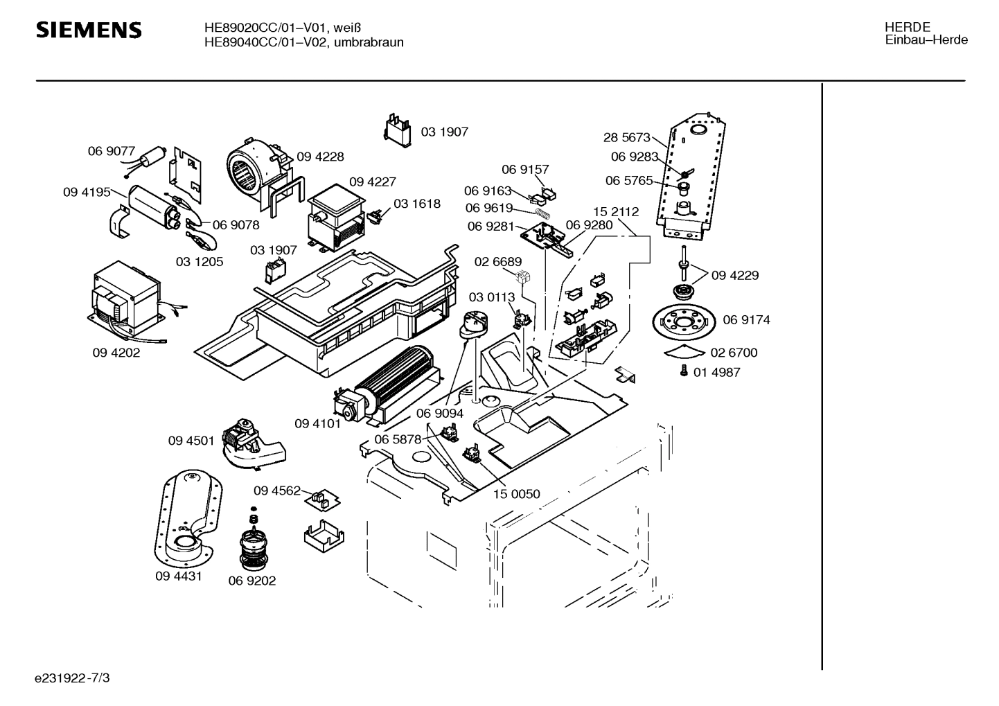 Explosionszeichnung Siemens HE89020CC/01