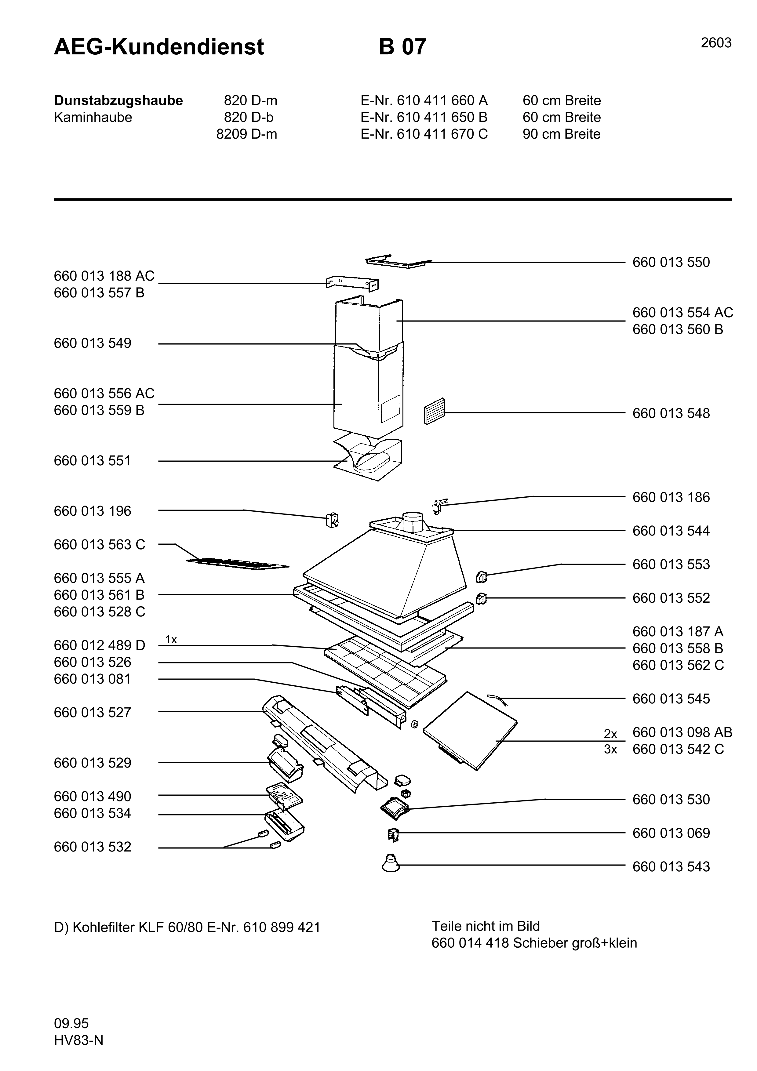 Explosionszeichnung AEG 61041165000 820 D - B