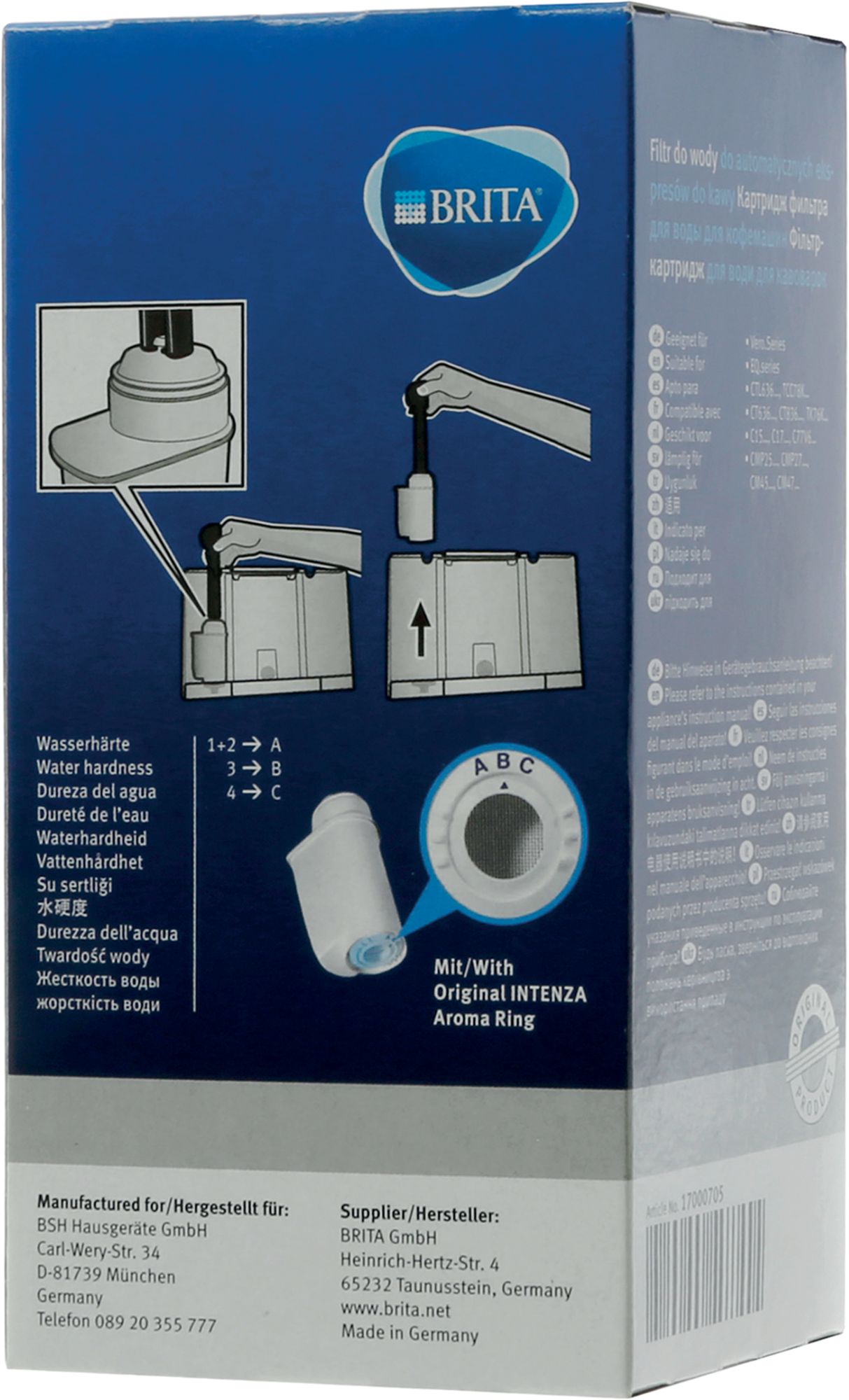 Bosch Siemens Wasserfilter für Kaffeemaschine Brita Intenza 17000705 Ersatzteil