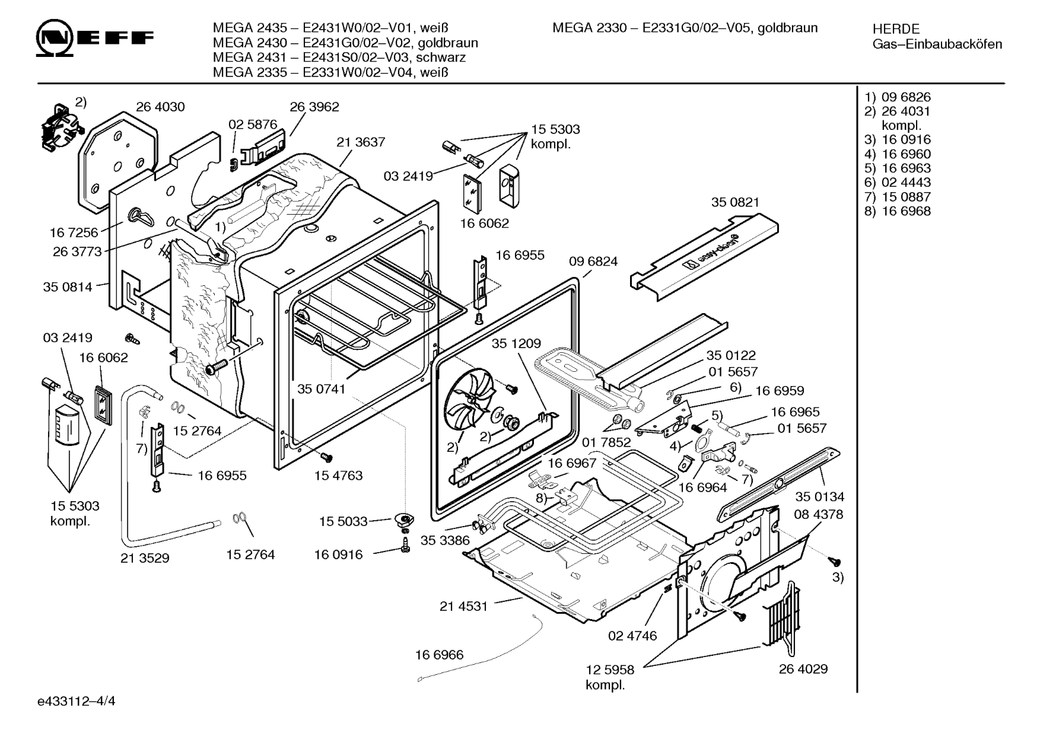 Explosionszeichnung Neff E2431W0/02 MEGA 2435
