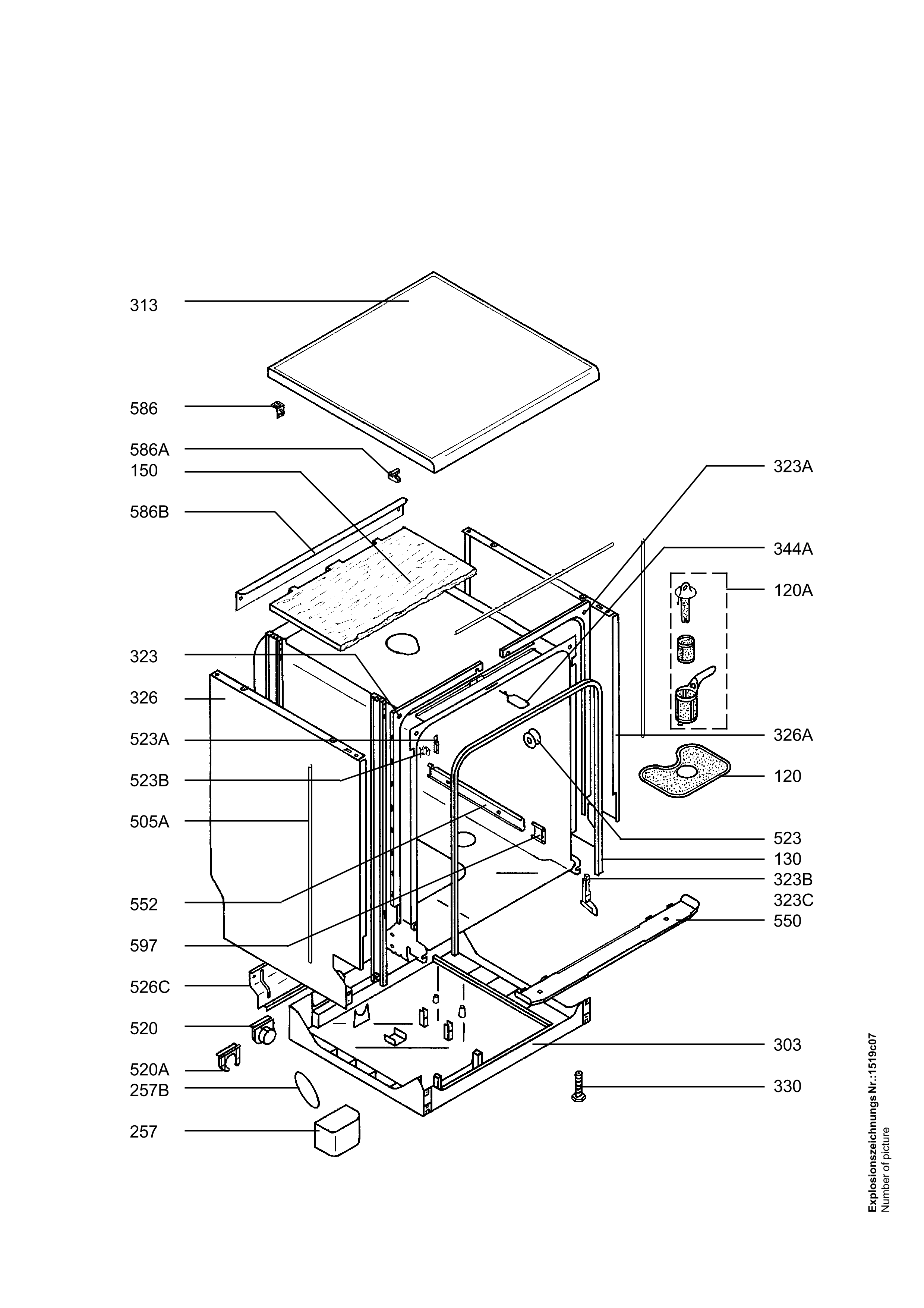 Explosionszeichnung AEG 91123225200 ESF646 W