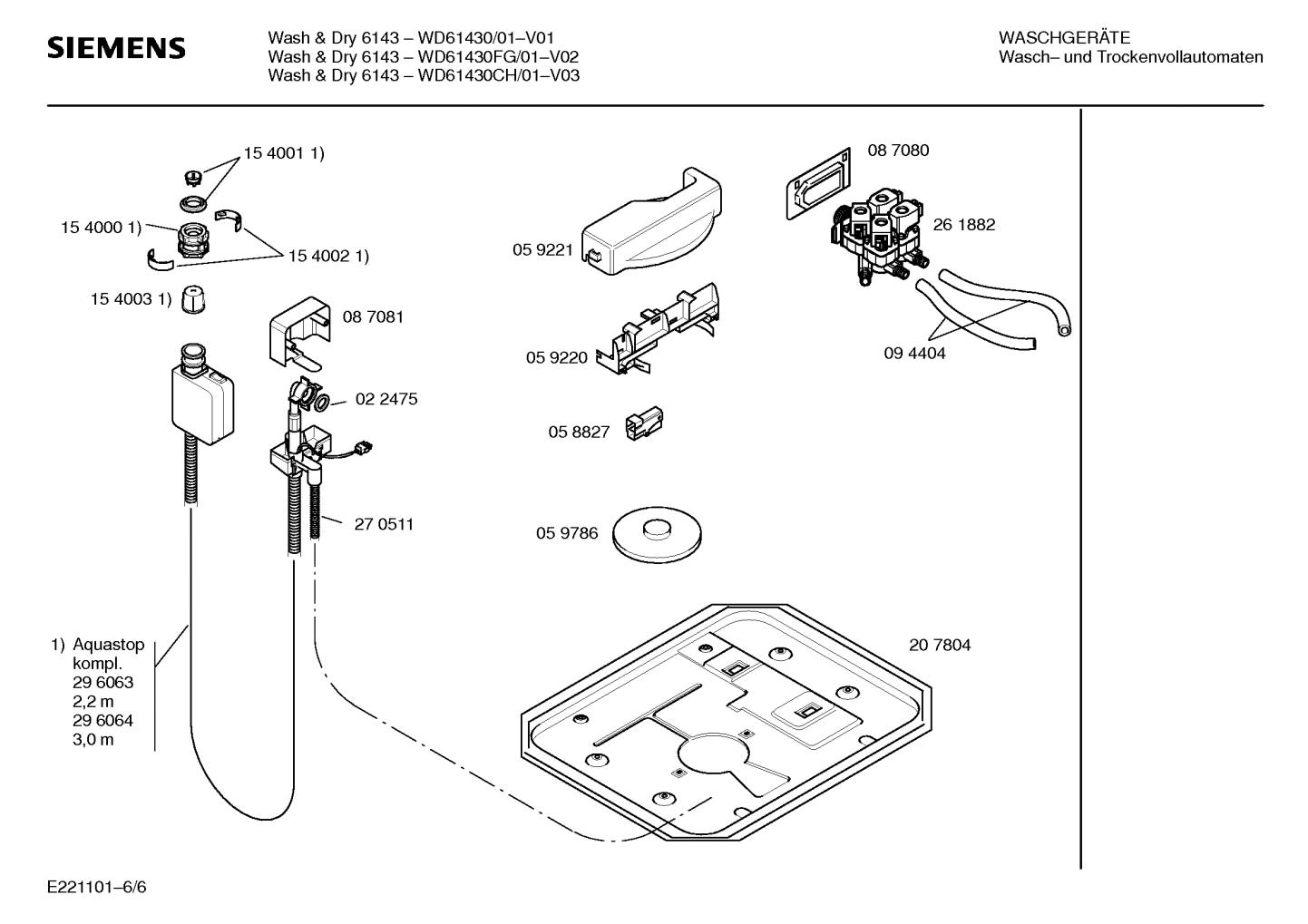 Explosionszeichnung Siemens WD61430FG/01 Wash&Dry 6143