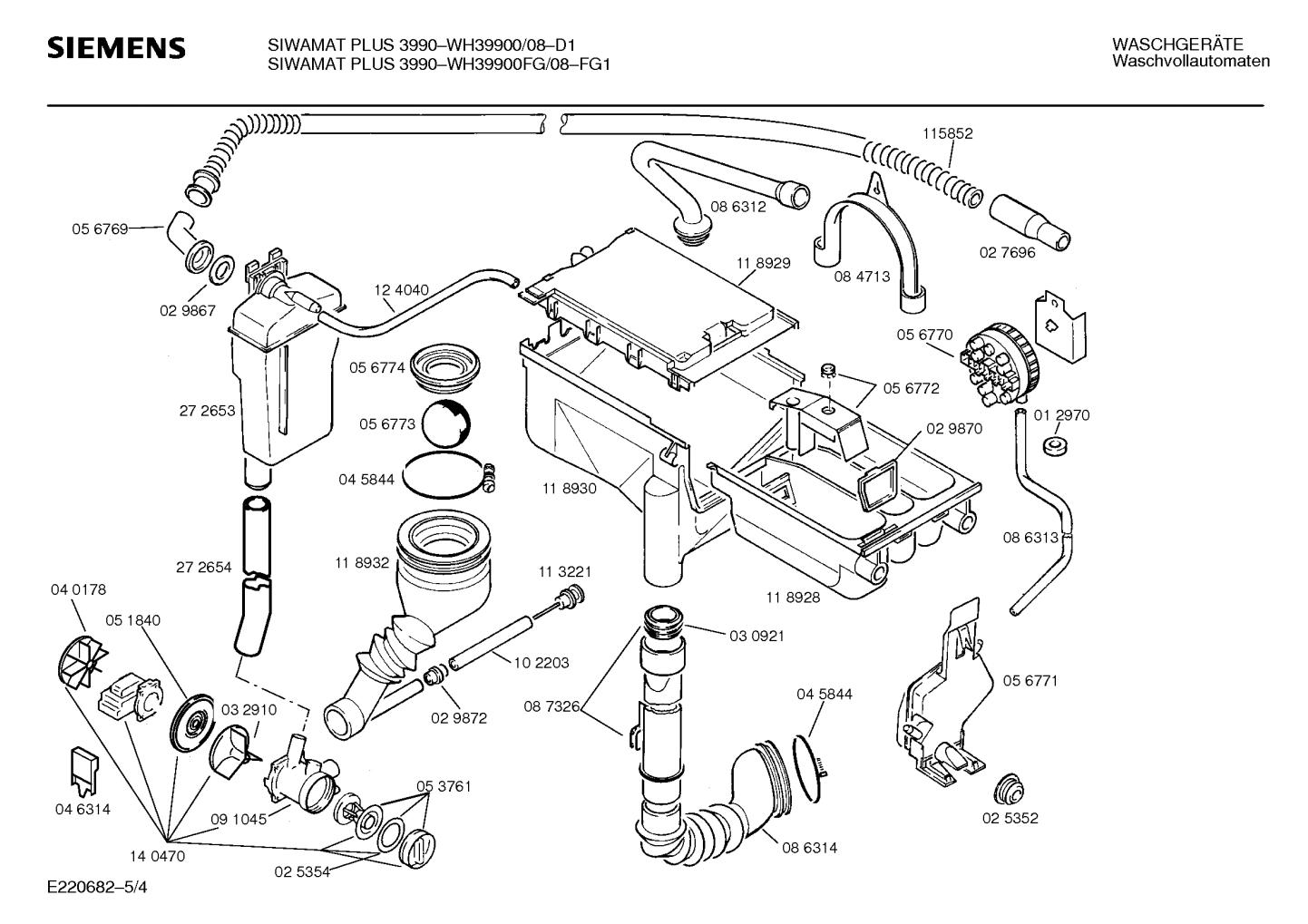 Explosionszeichnung Siemens WH39900/08 SIWAMAT PLUS 3990