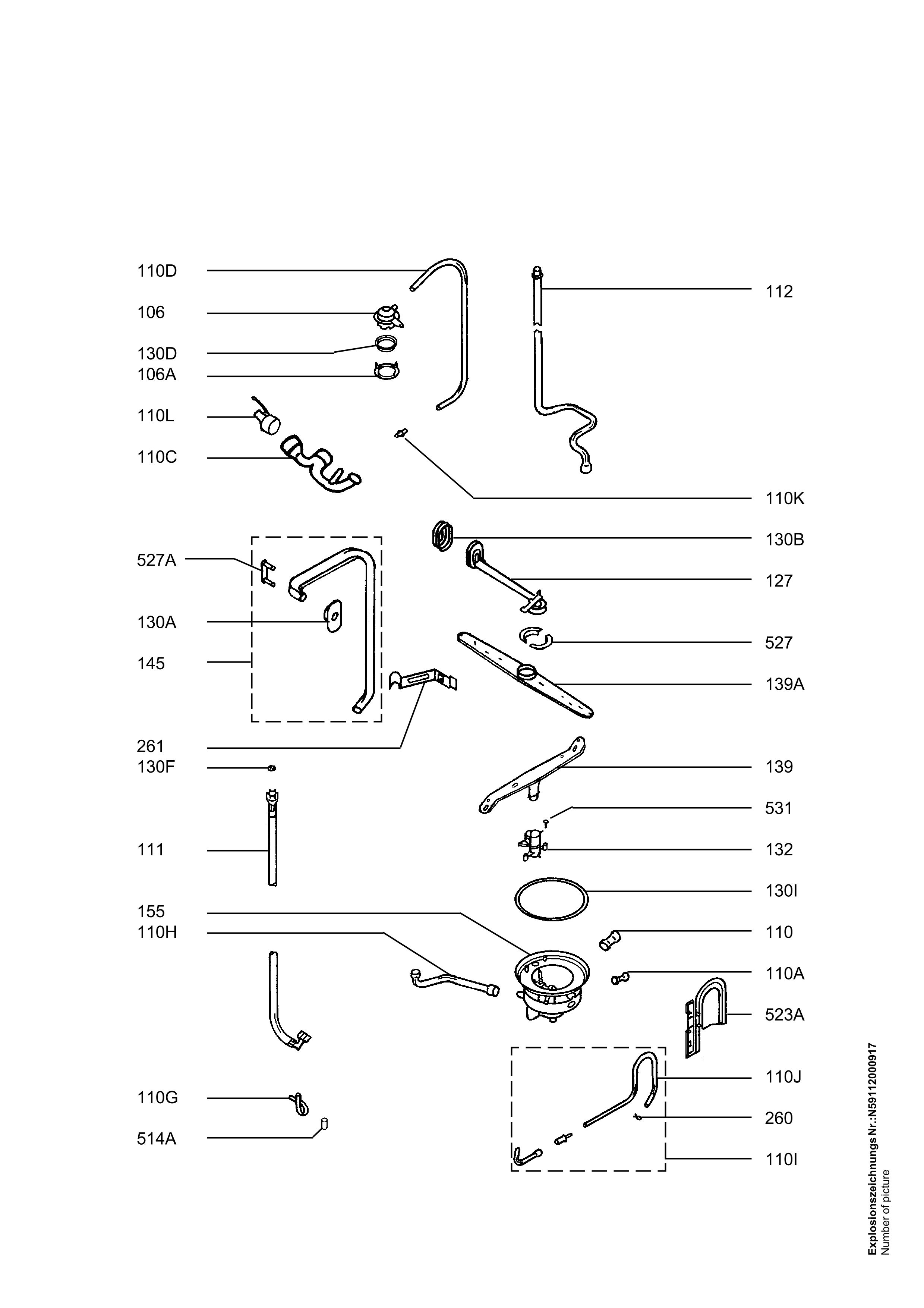 Explosionszeichnung AEG 91123611000 ESF 645 W