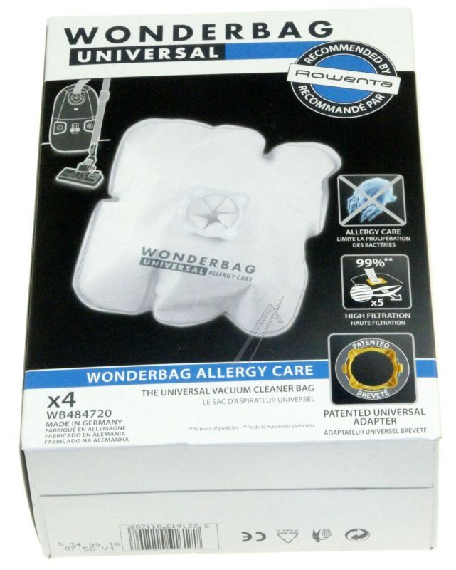 SEB WB484720 Staubsaugerbeutel - Wonderbag allergy care passend für universal staubsaugerbeutel wonderbag allergy care x4