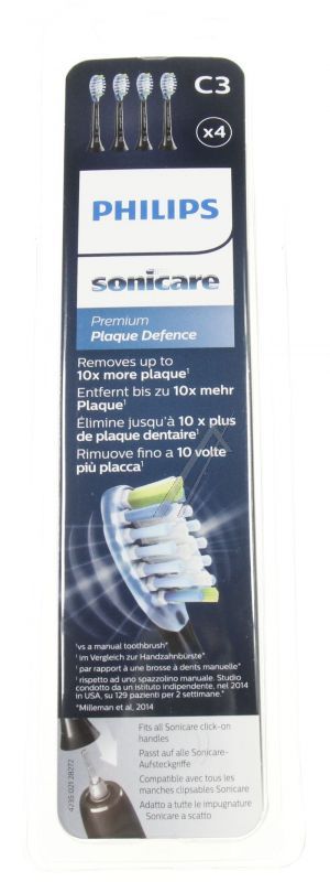 Philips Saeco HX904433 Zahnbürste - Sonicare premium plaque control ersatzzahnbürsten schwarz, 4 stk