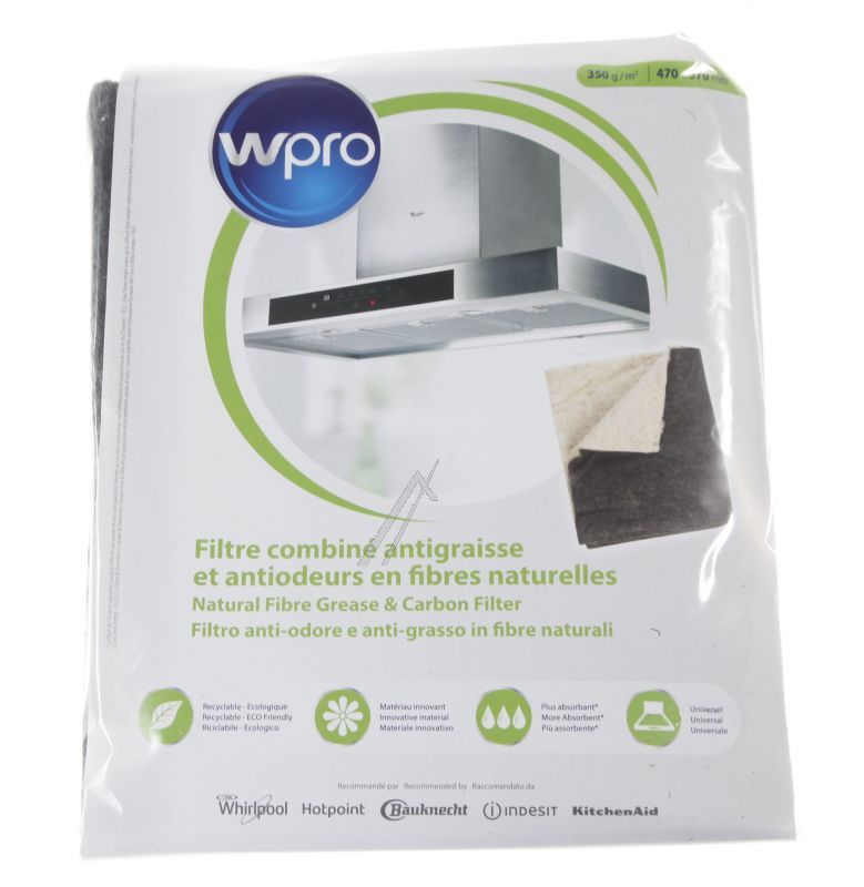 Whirlpool W-Pro 484000008652 Dunstabzugshaubenfilter - C00424801 ncf351, ecologic kombifilter (kohle/fettfilter) 350g/m² - 47x57 cm