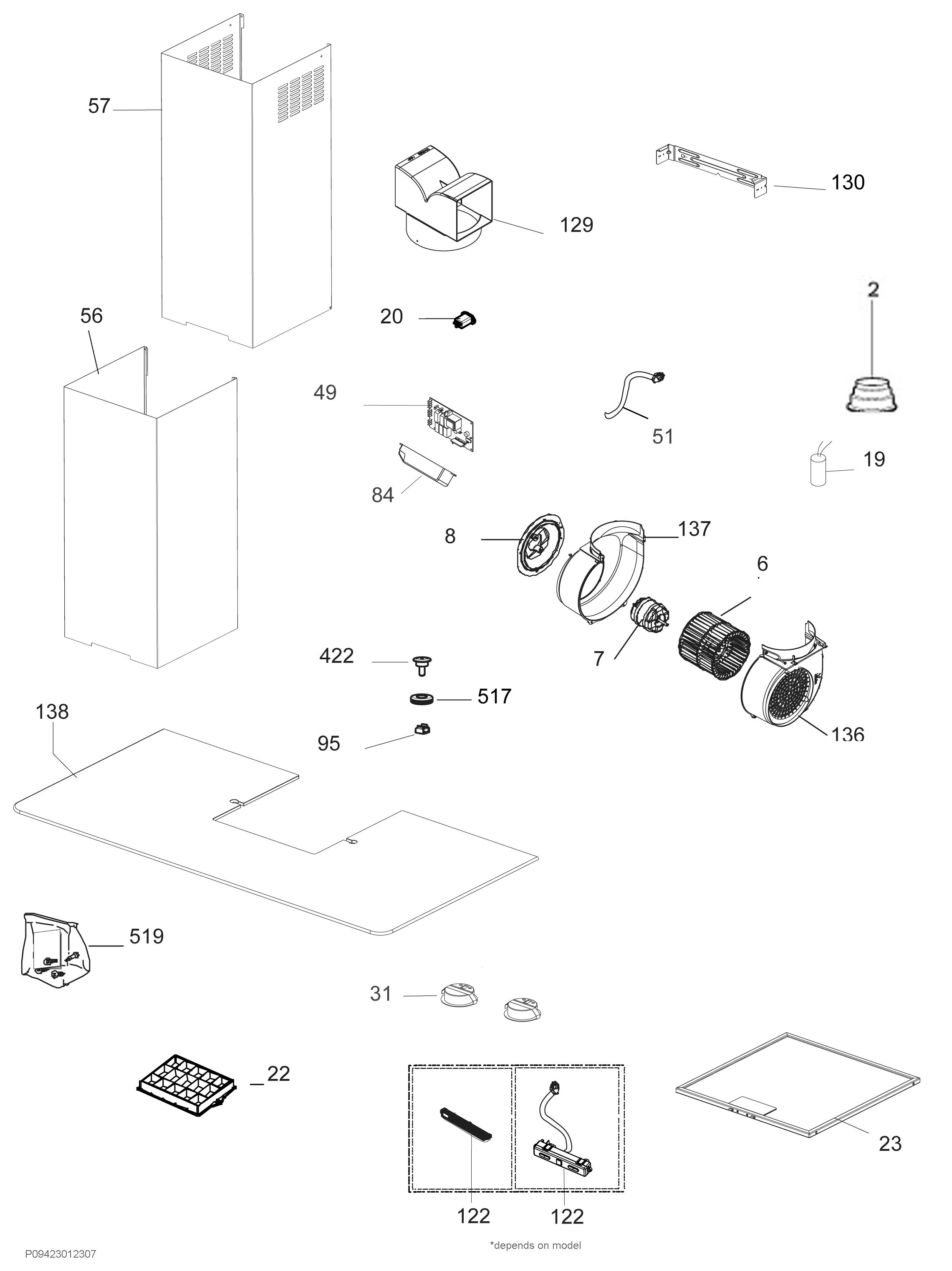 Explosionszeichnung AEG 94212299500 X59263MD20