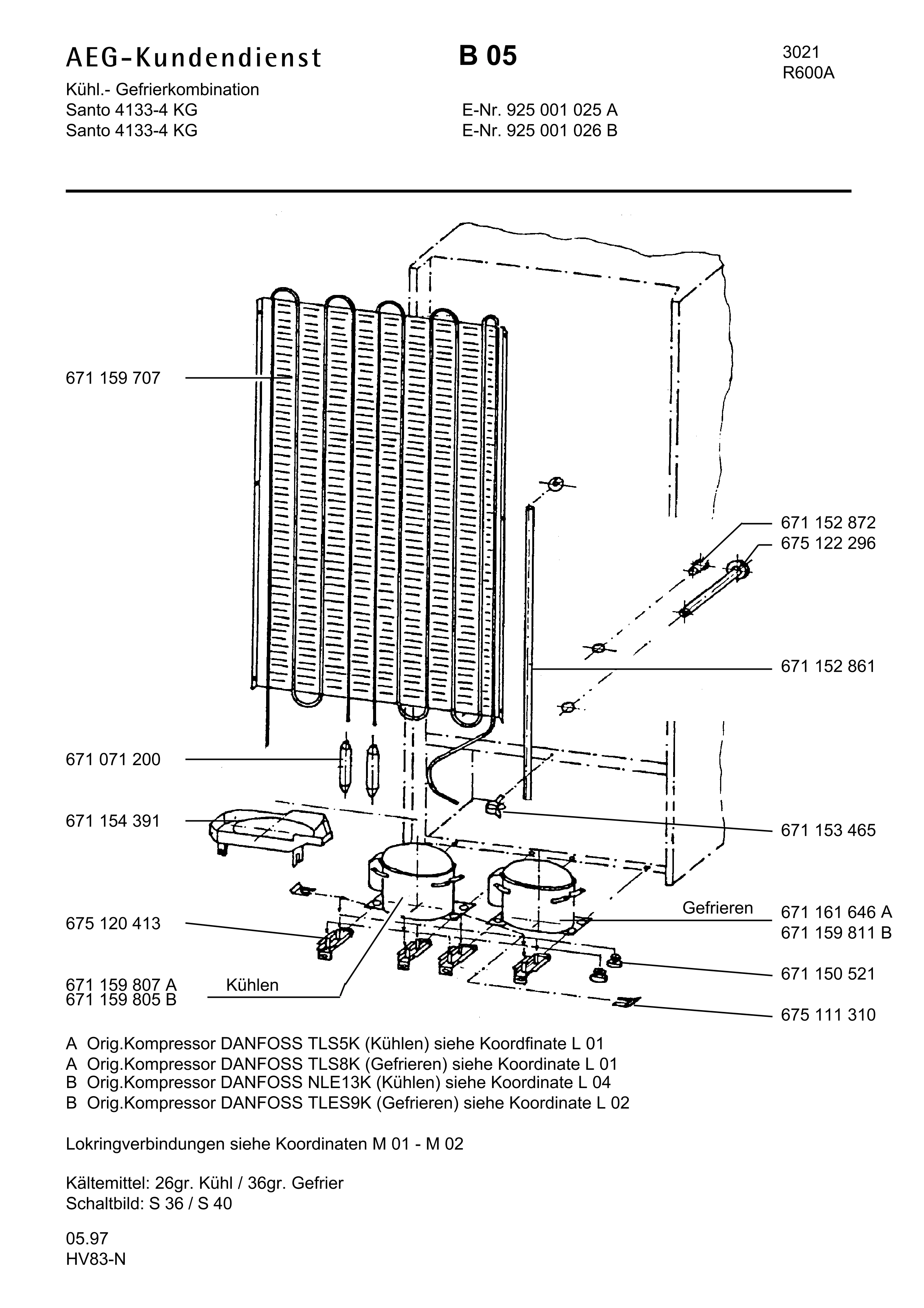 Explosionszeichnung AEG 92500102500 S4133-4KG